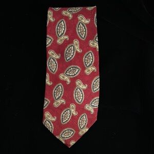 Ermenegildo Zegna Gold and Red Paisley Silk Tie